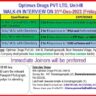 Optimus Drugs – Walk-In Drive for QC / QA / Production / EHS on 1st Dec’ 2023