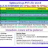 Optimus Drugs – Walk-In Drive for QC / QA / Production on 13th – 15th Dec’ 2023