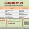 Selmar Lab Pvt. Ltd – Walk-Ins for Production / Safety / SRS / ETP / Maintenance on 8th & 9th Dec’ 2023